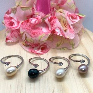 Natural Freshwater Pearl S925 CZ Adjustable Ring